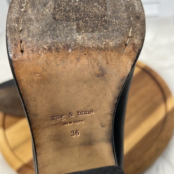 RAG & BONE l Newbury Black Leather Semi Pointed Toe Zipper Back 3" Heel Size 6 - Picture 11 of 12